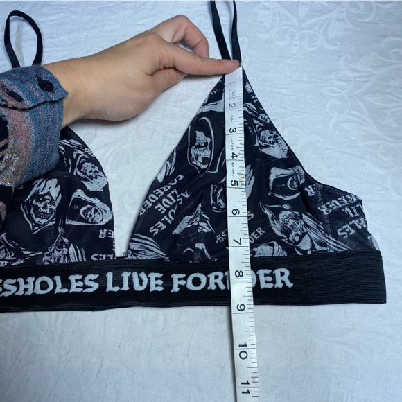 ALF Mesh Bralette A$$holes Live Forever Linda Finegold Printed Bra Skeleton GUC - Picture 2 of 9